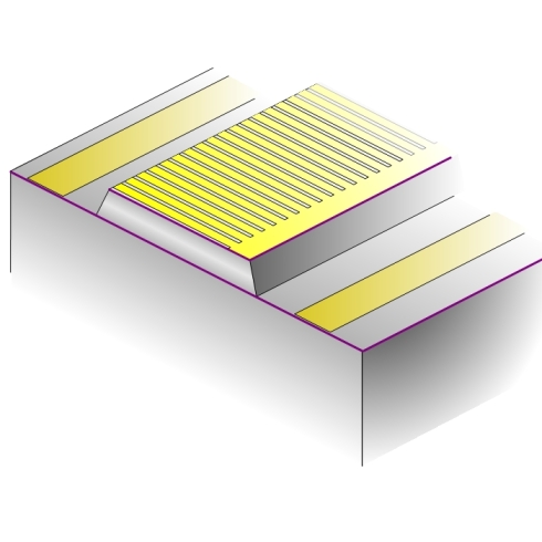 Diagram of the metallic grating on the top of our QCL waveguide